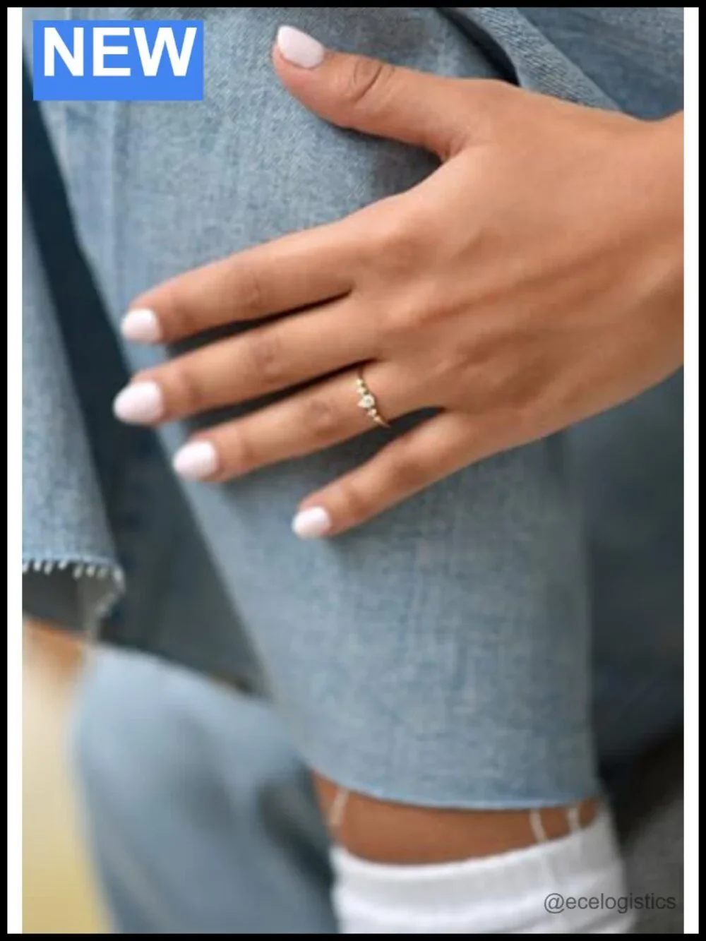14K Gold Moissanite 5-Stone Pear Shaped Engagement Ring Stackable